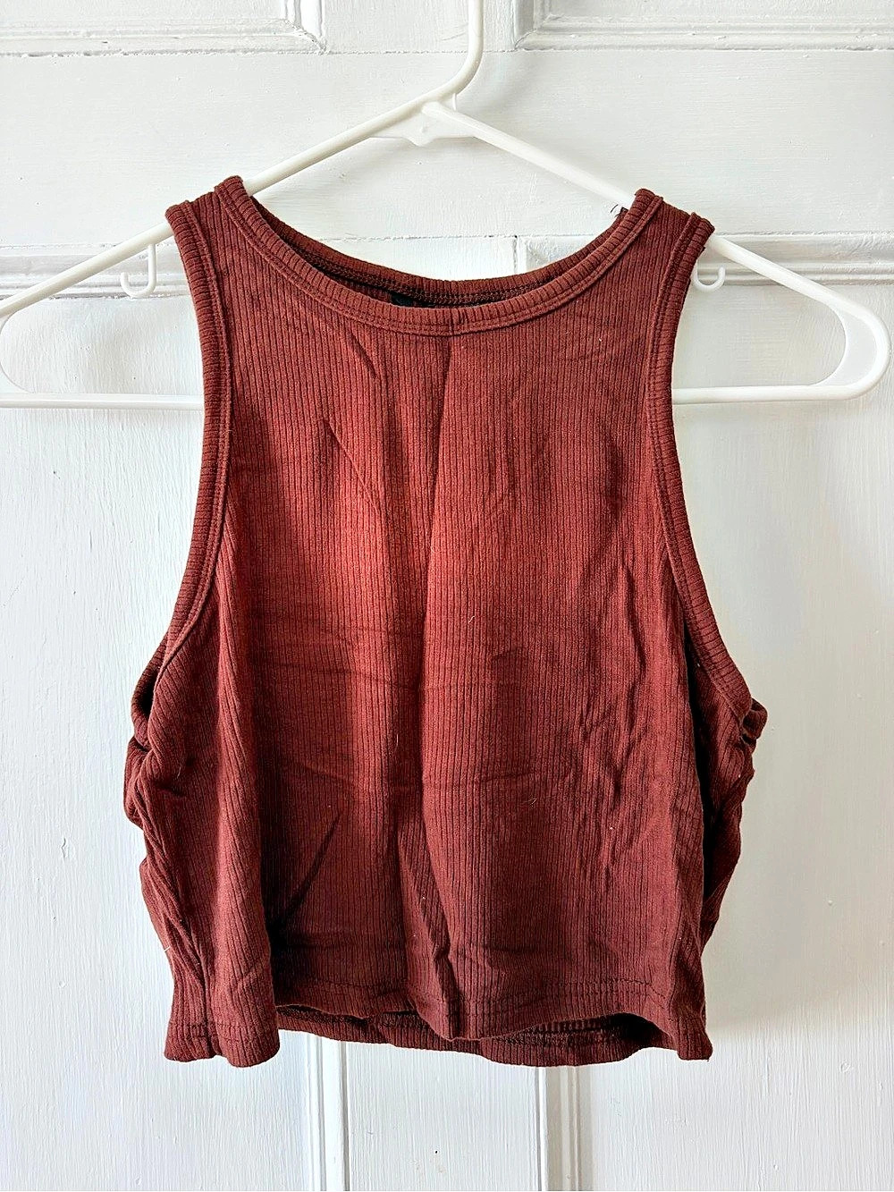 SHEIN Ribbed Knit Crop Tank Top Brown Size Medium